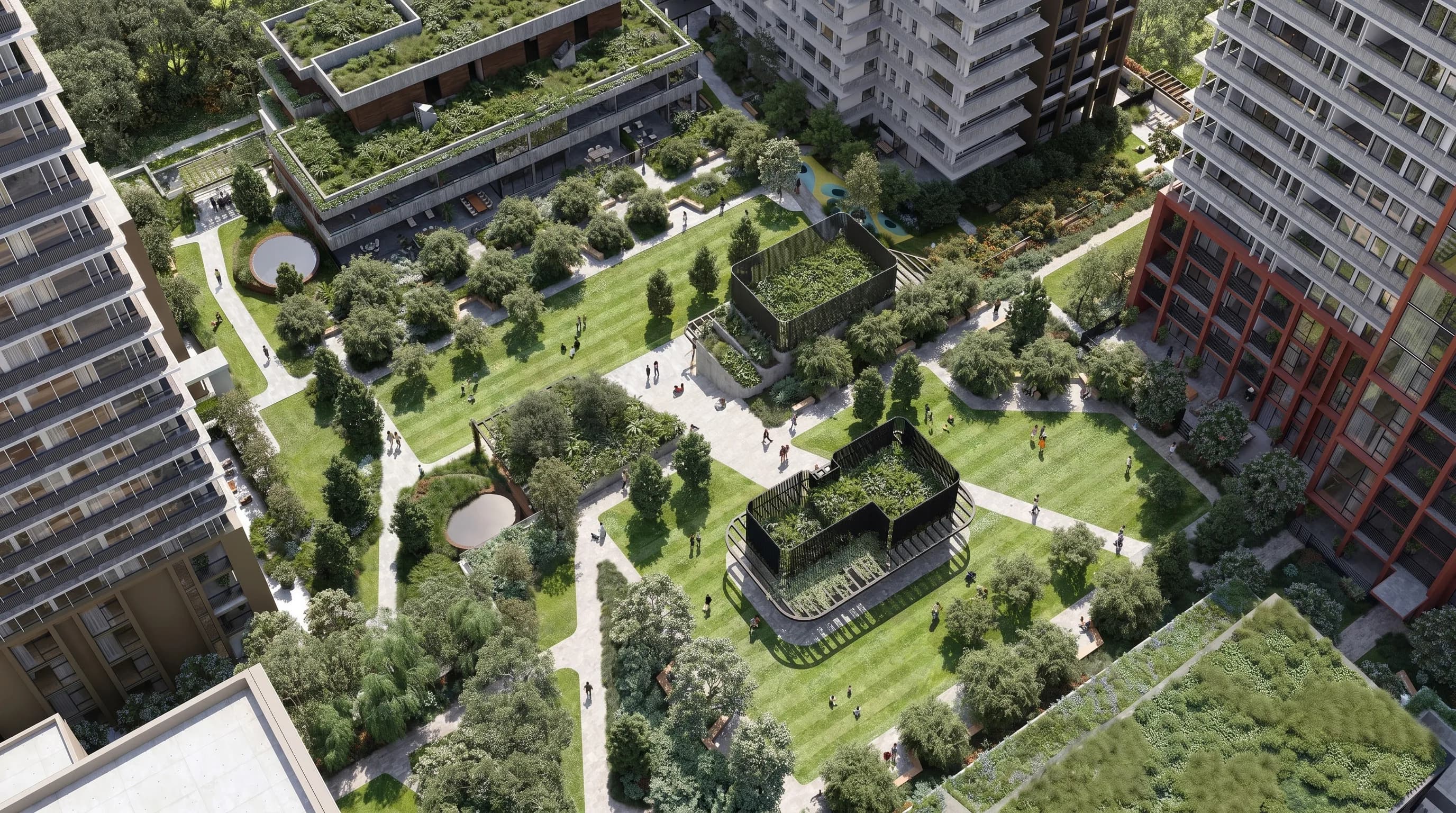 DIY property video vs hiring a studio — aerial concept view of a Sydney apartment community